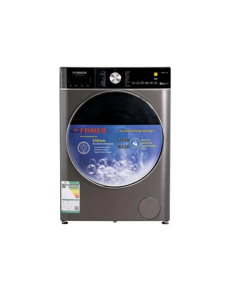 Fisher Front-Load Washing Machine 12 kg, Fisher Automatic 12 kg, 8 kg Drying · FAWMDFMLDD12M