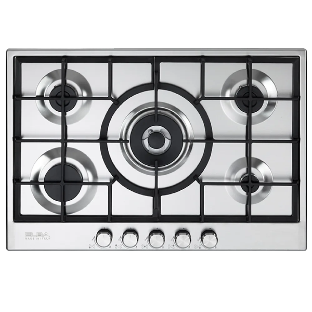 Elba Built-in Gas Hob 75 cm, Elio Hob 70 cm, 5 Burners, Steel · ASELIOEN75545