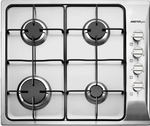 Master Gas Built-in Hob 60 cm, Gas – 60 cm – 4 Burners, Light Grates, Knobs · H64GLEX