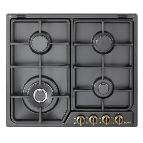 Elba Built-in Gas Hob 60 cm, 4 Burners, Heavy-Duty, Black, Classic Knobs · ASENF65445AND