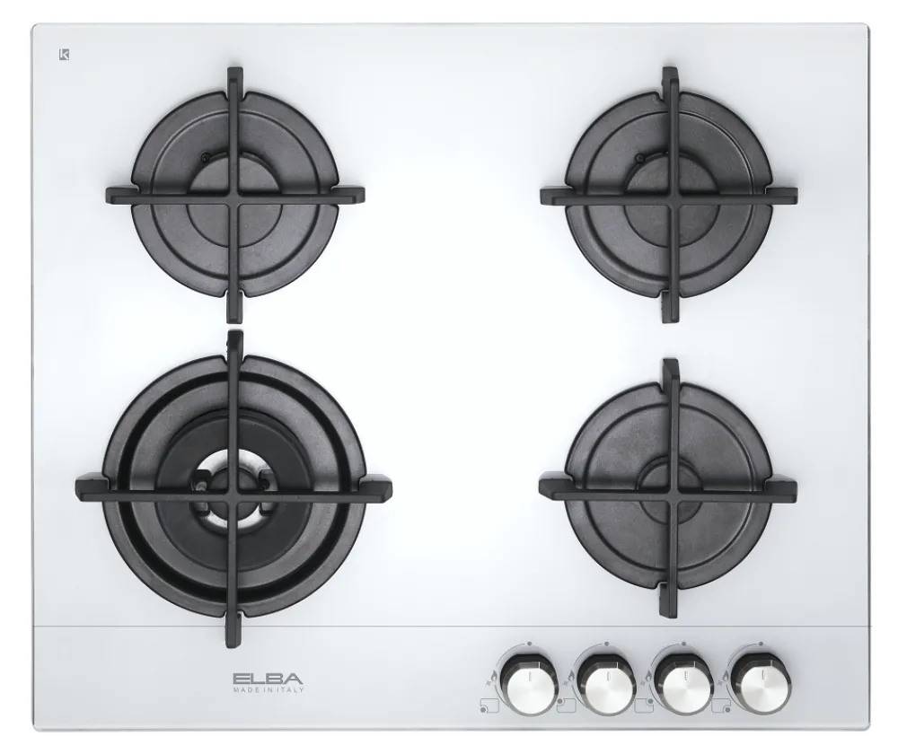 Elba Built-in Gas Ceramic Hob 60 cm, 4 Burners, Royal (Front), White · ASELIOEN65445CGWW