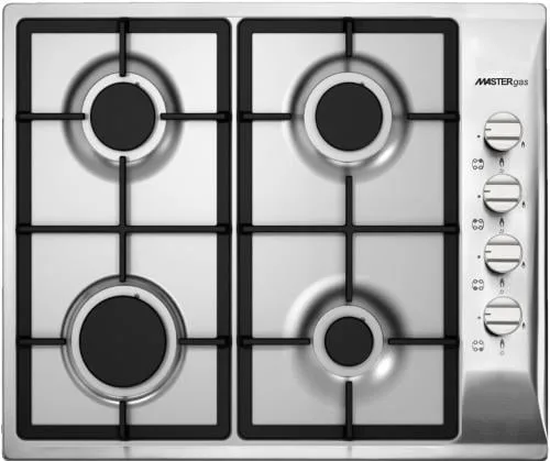 Master Gas Built-in Hob 60 cm, Gas – 60 cm – 4 Burners, Heavy-Duty Grates, Knobs · H64GLCX