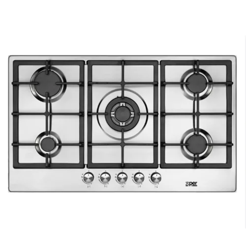 Xper Built-in Gas Hob 86 cm – Built-in Hob 86cm, 5 Burners, Cast Iron, Turkish, Steel · XPBH90CIG