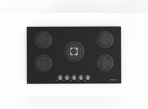 Master Gas Built-in Hob 90 cm, Gas, Black Glass – 90 cm, 5 Burners, Efficient · MGST0081