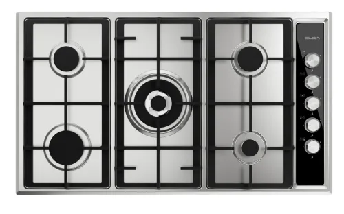 Elba Built-in Gas Hob 90 cm, 5 Burners, Heavy-Duty, Teflon-Steel, Knobs · ASEN9554VX