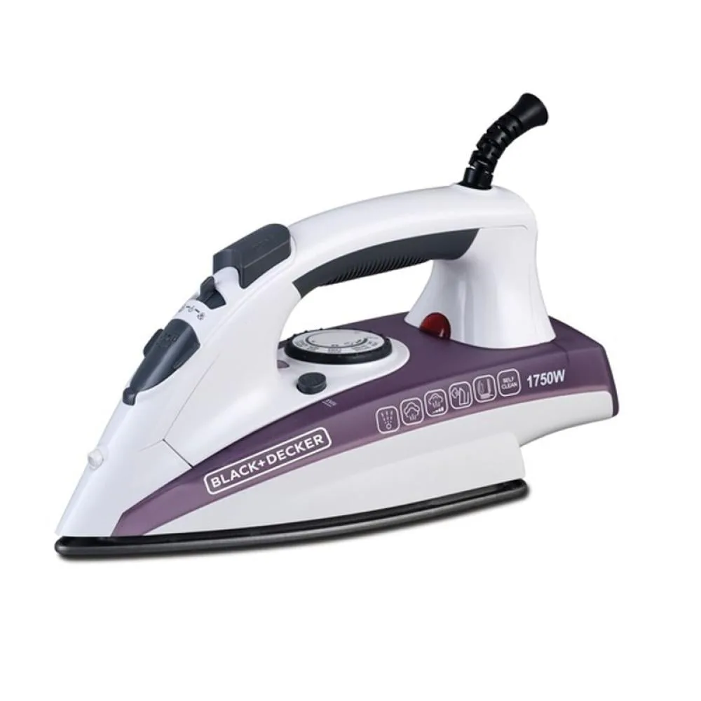 Black+Decker Steam Iron 1750 W, 1750W STEAM IRON WITH NONSTICK · X1750-B5