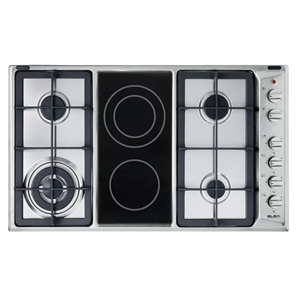 Elba Built-in Gas Ceramic Hob 90 cm, 4 Burners + 2 Ceramic Zones, Heavy-Duty · ASEN95425XD