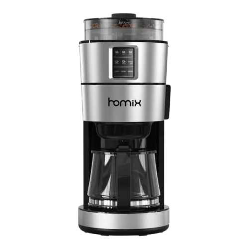 Homex Filter Coffee Maker, 10 Cups, 1000W, with Coffee Grinder, 1000 W, Silver · 85830