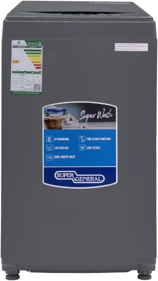 غسالة ملابس تعبئة علوية 8 كجم سوبر جنرال KSGW826 Silver