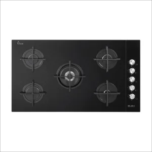 Elba Built-in Gas Ceramic Hob 90 cm, 5 Gas Burners, Royal, Black, Made in Italy ASEN95455CG