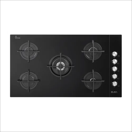 Elba Built-in Gas Ceramic Hob 90 cm, 5 Gas Burners, Royal, Black, Made in Italy ASEN95455CG