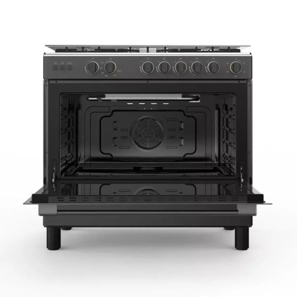 Toshiba Gas Cooker, 5 Burners, 60ร90 cm with Grill and Fan โ Steel โ RLA1-90MG5GE(GMR)-SA