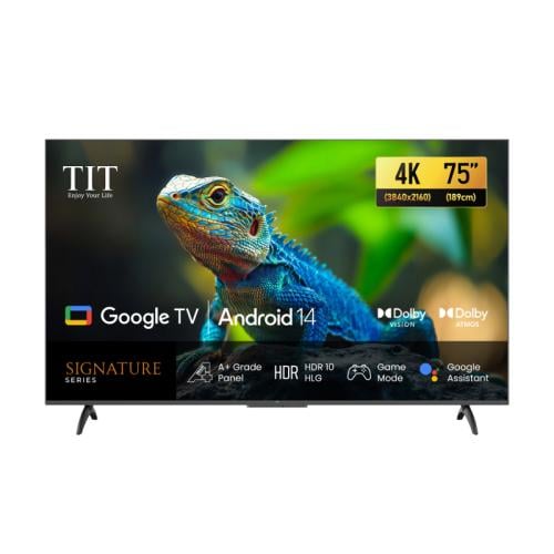 T.I.T Smart TV 75 inch 4K UHD Resolution | Android 14 Original 120 Hz | Google TV | Model 75G2025